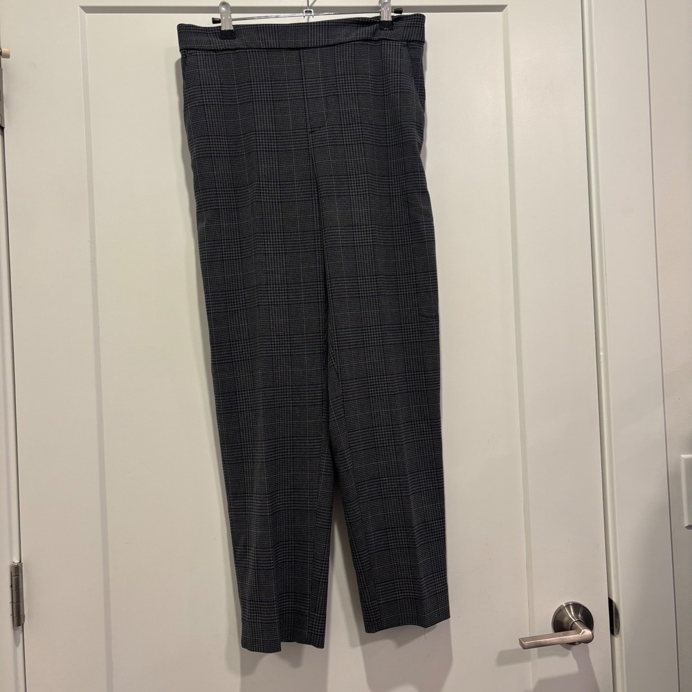 Banana Republic Hayden Pant Womens 8 Navy Grey Glen Plaid Tapered Ankle Trousers